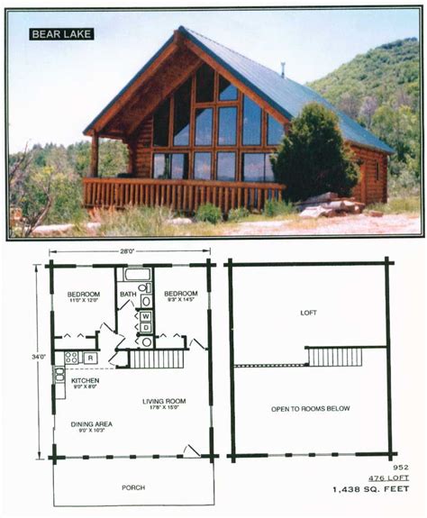 The Floor Plan For A Log Cabin With Loft