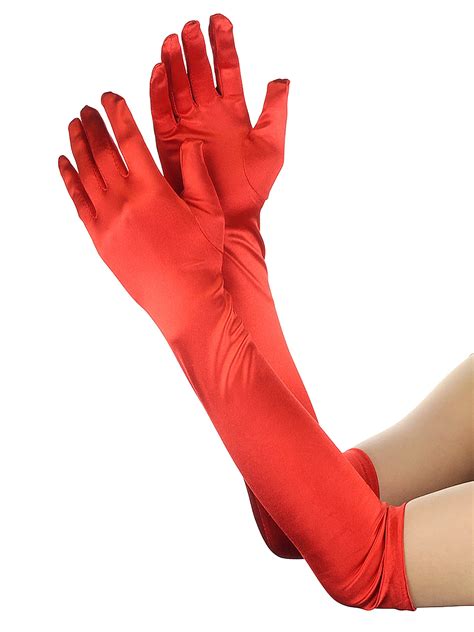 Nyfashion101 Women S Fashionable Classy Elbow Length Satin Gloves 12bl Bright Red