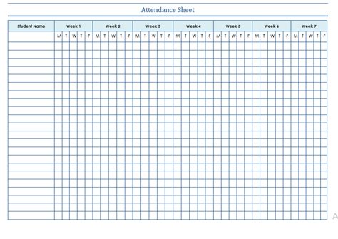 Sample Attendance Sheet For Students Excel Templates