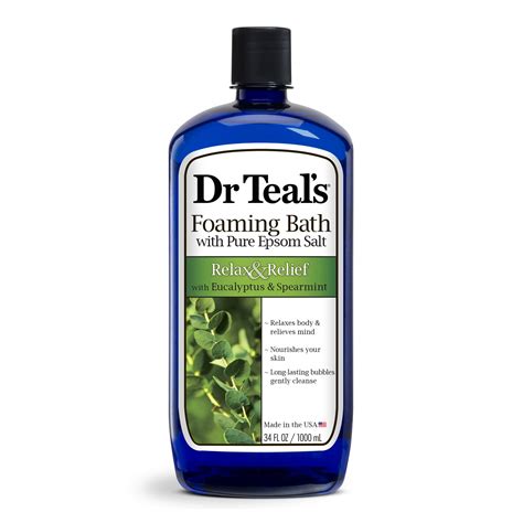 Dr Teals Foaming Bath With Pure Epsom Salt Relax And Relief With Eucalyptus And Spearmint 34 Fl