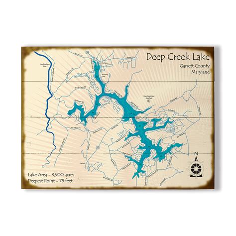 Deep Creek Lake Maryland Map Sign Old Wood Signs