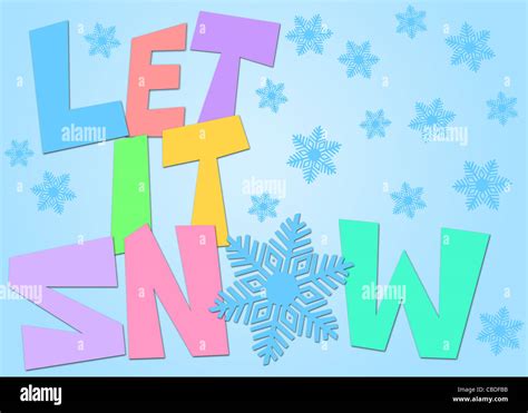 Let It Snow Freehand Drawn Text With Snowflake Clipart In Pastel Color