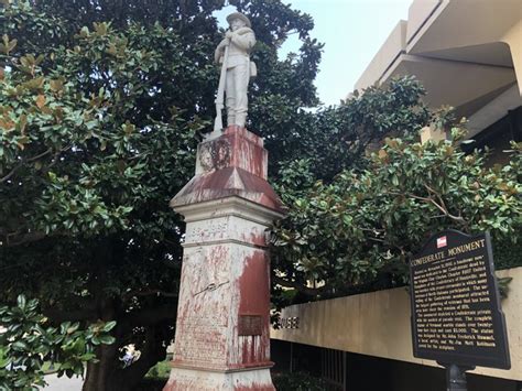 One of whom was holding a spray paint can, near the scene of. lee roop on Twitter: "The Confederate monument outside the ...