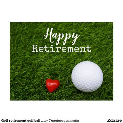 Golf Retirement Golf Ball And Red Heart With Love Postcard Retirement