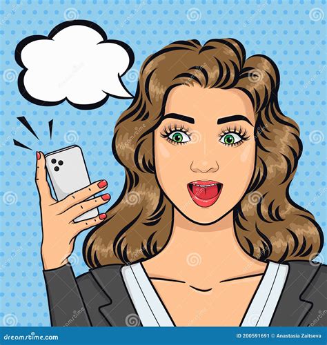 pop art caucasian excited business woman with open mouth in suit texting on mobile phone text