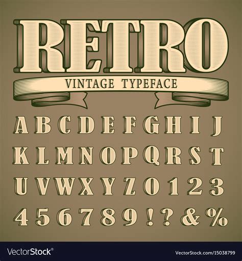Bold Vintage Font Royalty Free Vector Image Vectorstock