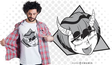 Anime Demon Girl T Shirt Design Vector Download