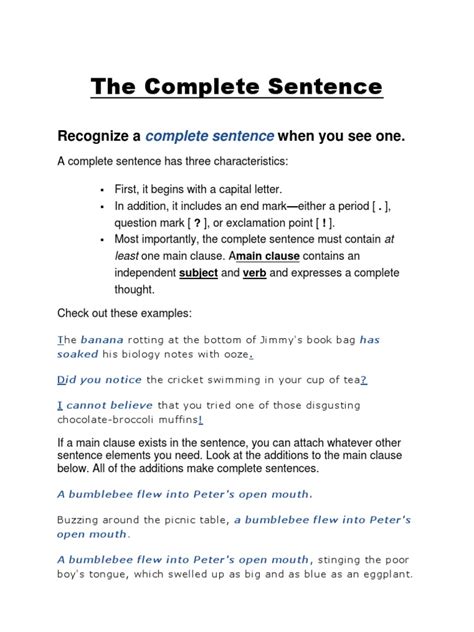 The Complete Sentence Pdf Sentence Linguistics Linguistics