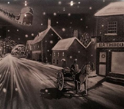 Nostalgic Winter Scenery Painted On Window Art By Tom Baker 3 Art