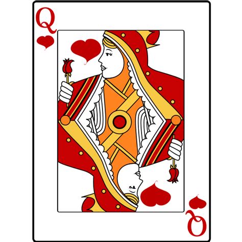queen of hearts playing card vector drawing free svg