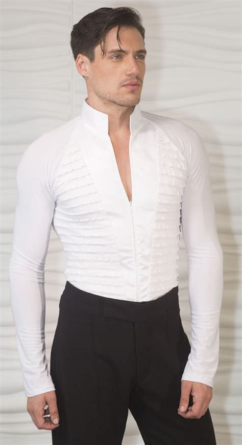 men s high collared tux ballroom white shirt