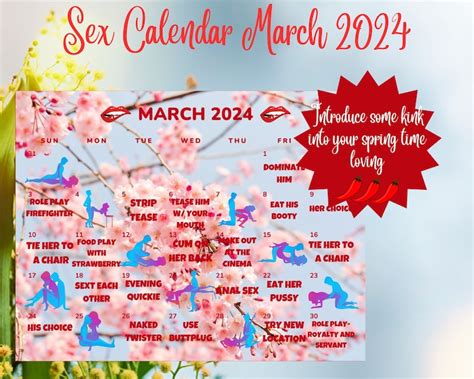 March 2024 Printable Sex Calendar For Couples Daily Sex Activitiesadult Calendar For Kinky Sex