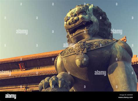 Statue Forbidden City Palace Museum Beijing China Asia Stock