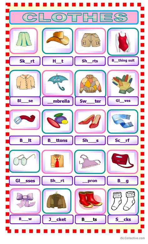 Clothes English Esl Worksheets Pdf And Doc