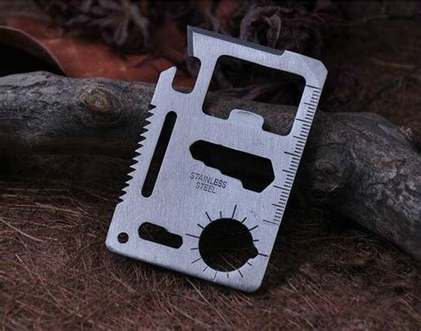 11 Function Credit Card Size Multi Tool With Black Case