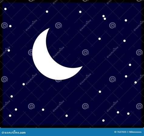 Moon In Night Sky With Stars Vector Illustration Royalty Free Stock