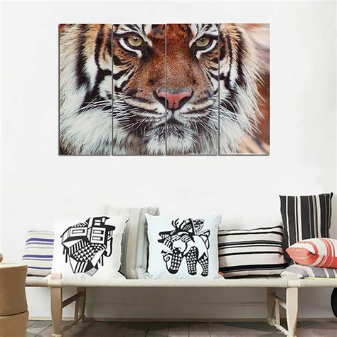 New 4pcs Hd Canvas Print Wall Art Paintings Picture Bengal Tiger