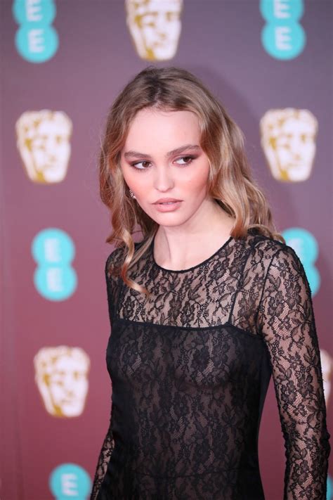 Lily Rose Depp Braless Boobs In See Through Dress At Ee British
