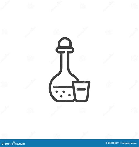 Vodka Shot And Bottle Line Icon Stock Vector Illustration Of Simple
