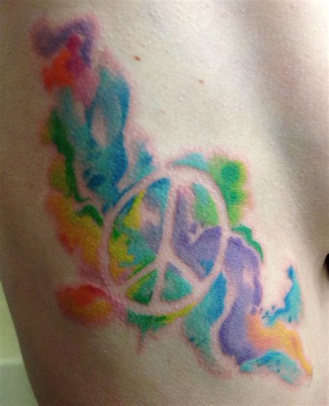 Watercolor Peace Tattoo Peace Sign Tattoos Peace Tattoos Hippie Tattoo