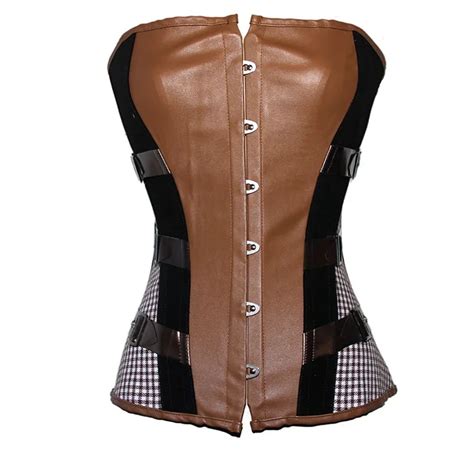 Womens Sexy Boned Leather Cowboy Western Style Side Buckled Over Bust