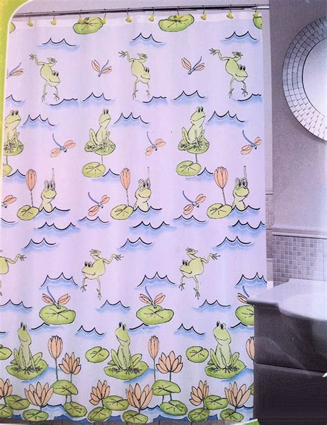 Shower Curtain Frog Swim Design Set 13 Pc Including 12 Matching Hooks Shower Curtain Curtains