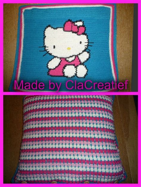 Made By ©clacreatief Hello Kitty Pixel Kussen Gehaakt Hello Kitty