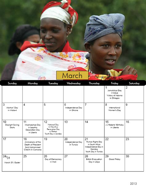 All Things South African African Calendar March 2013