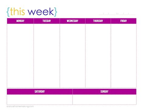 1 Week Calendar Printable One Week Printable Calendar Free Calendar