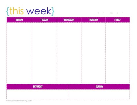 Custom weekly pdf + excel. New One Week Printable Calendar | Free Printable Calendar ...