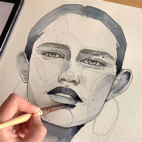 Polina Bright On Instagram Watercolor Portrait Sketch 🖤 Leave Any