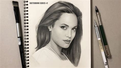 Drawing A Beautiful Portrait Of Angelina Jolie Sketchbook Series