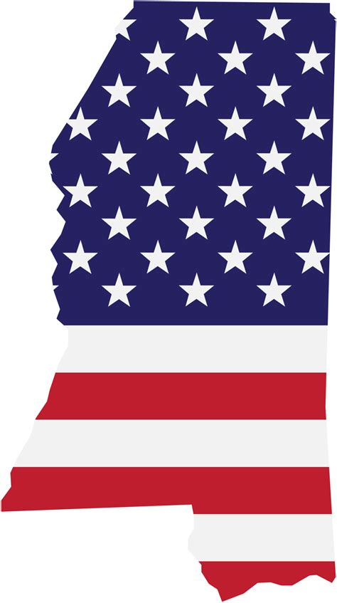 Free Umrisszeichnung Der Mississippi Staatskarte Auf Usa Flagge