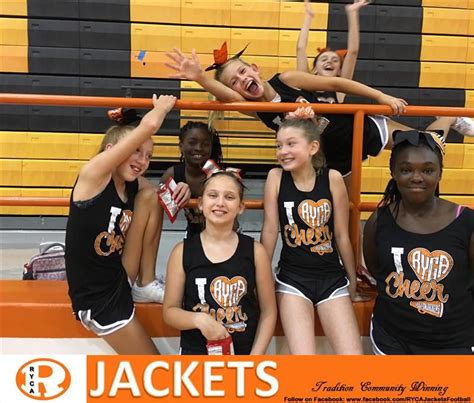 5th Grade Ryca Jackets Cheerleaders Hanging Out During A Quick Break At