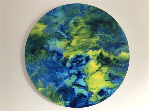 Colourful Abstract Art Painting Hand Painted On 24 Circular Canvas