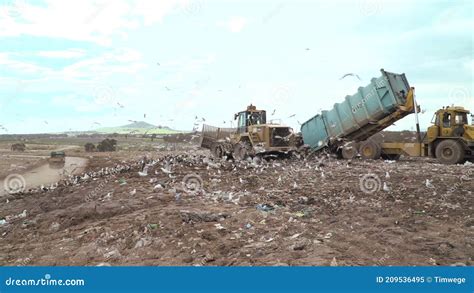 Truck Dumping Waste On A Landfill Site Stock Video Video Of Plastic