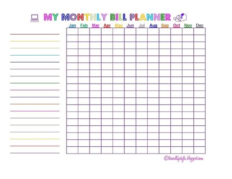 · **simply click on the image, so that you can print out your free printable monthly bill organizer. Blank Chart For Monthly Bills | Calendar Template Printable