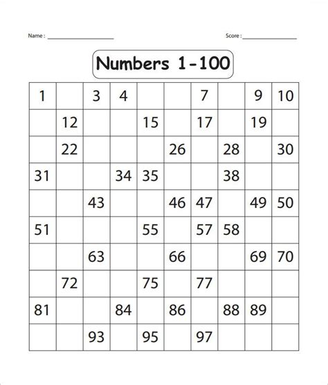 Missing Numbers Worksheet 1 50 Pdf Mathematics Preschool Missing