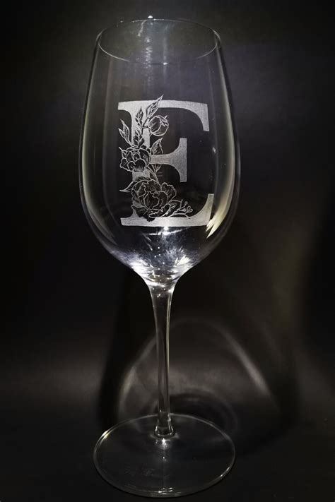 Monogram Elegant Wine Glass Hand Engraved Fully Personalized Etsy