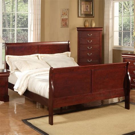Alpine Furniture Louis Philippe Ii Cherry Queen Sleigh Bed At Lowes Com