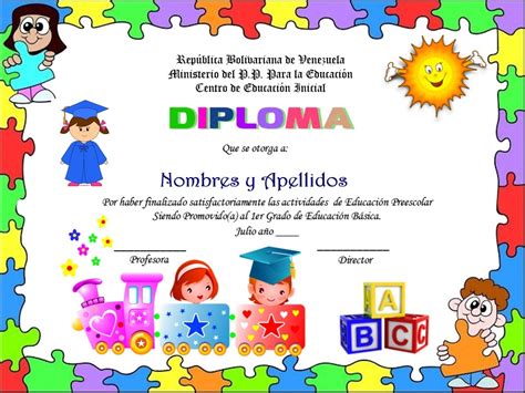 Plantillas De Diploma Preescolar Libro De Powerpoint Bs 3800000