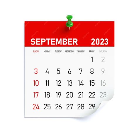 Calendário De Setembro De 2023 Isolado Na Ilustração 3d De Fundo Branco