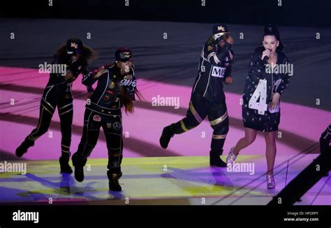 Singer Katy Perry And Missy Elliott Perform During Half Time Of Super Bowl 49 On February 1