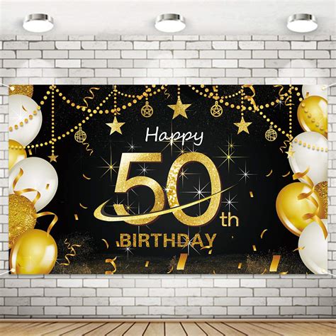 Buy Homanga 50th Birthday Black Gold Party Decoration 50th Extra Large