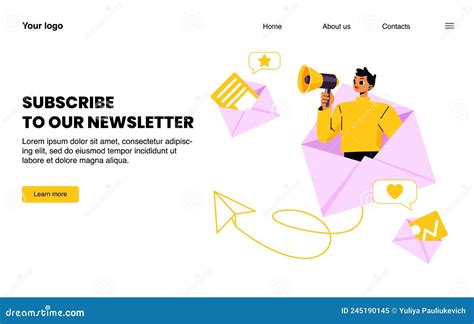 Subscribe To Our Newsletter Landing Page Media Stock Vector