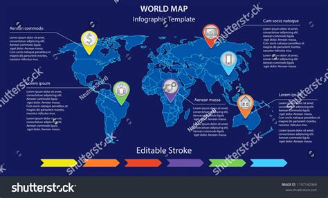 World Map Infographic Template Vector Illustration Stock Vector