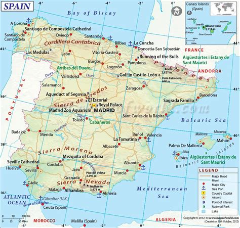 Map Of Spain With Major Cities Map Of Spain Showing Major Cities