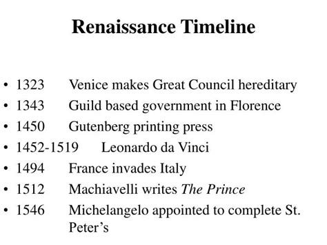 Ppt Renaissance Timeline Powerpoint Presentation Free Download Id