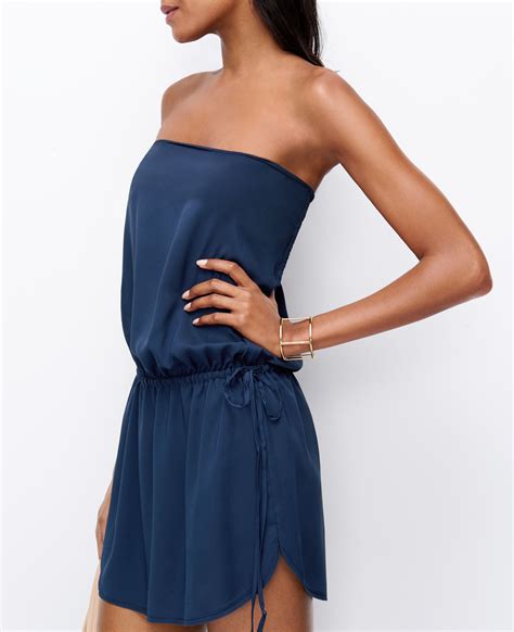 Ann Taylor Strapless Swimsuit Cover Up In Blue Lyst
