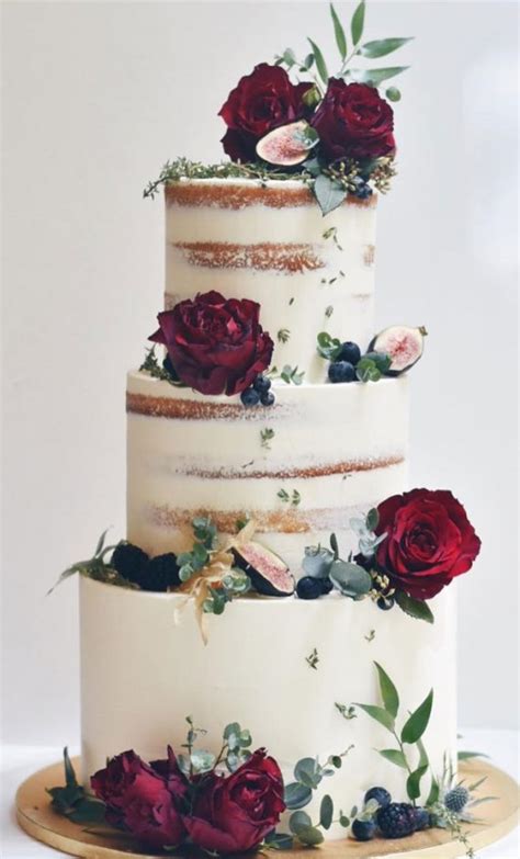 Beautiful Autumn Wedding Cake Two Tier Semi Naked Wedding Cake
